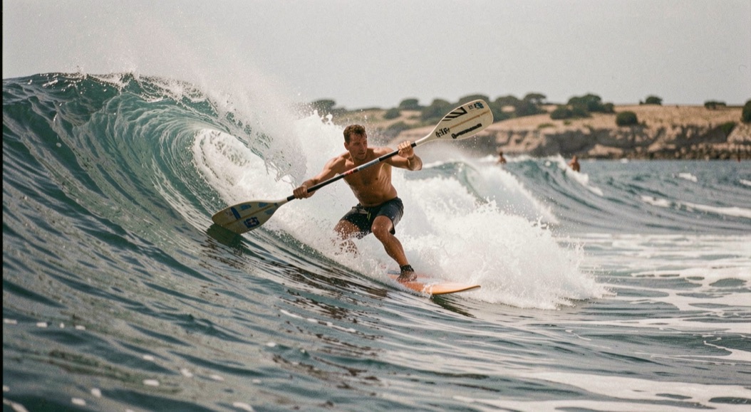 Efficient paddling: body position and stroke rhythm on a surfboard