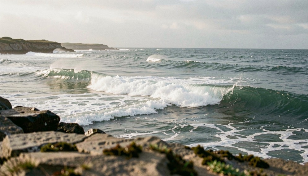 East coast groundswell: reef channel and current line near shore